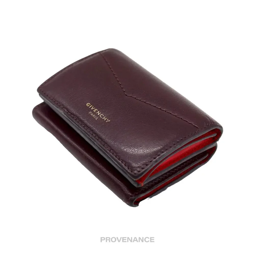 🔴 Givenchy Two Tone Trifold Wallet - Burgundy Leather - Picture 4 of 8